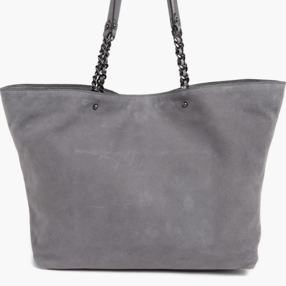 NWT Rebecca Minkoff Grey Suede Tote with chain